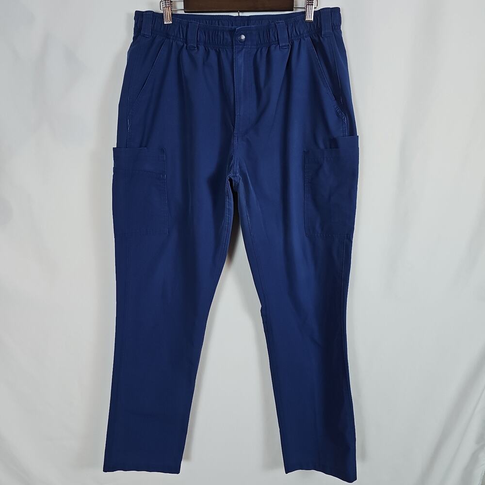 Carhartt Mens Sz XL Blue Scrub Cargo Pants, Elastic Waist,Workwear, W33”xL30.25”